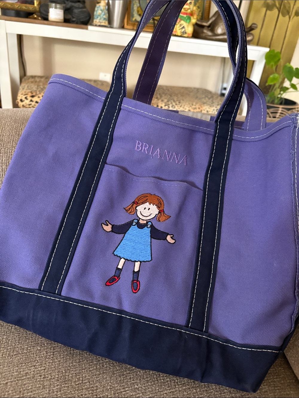 ⭐️ L.L Bean boat and tote vintage purple monogrammed tote “ BRIANNA”